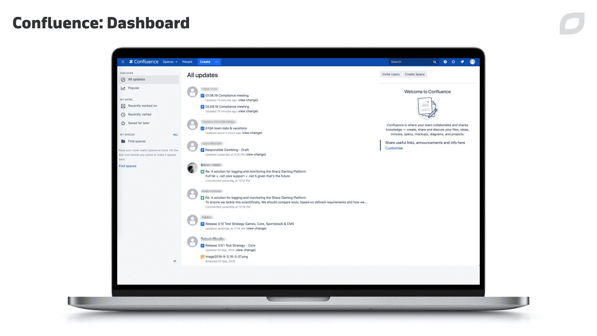 Confluence - Dashboard