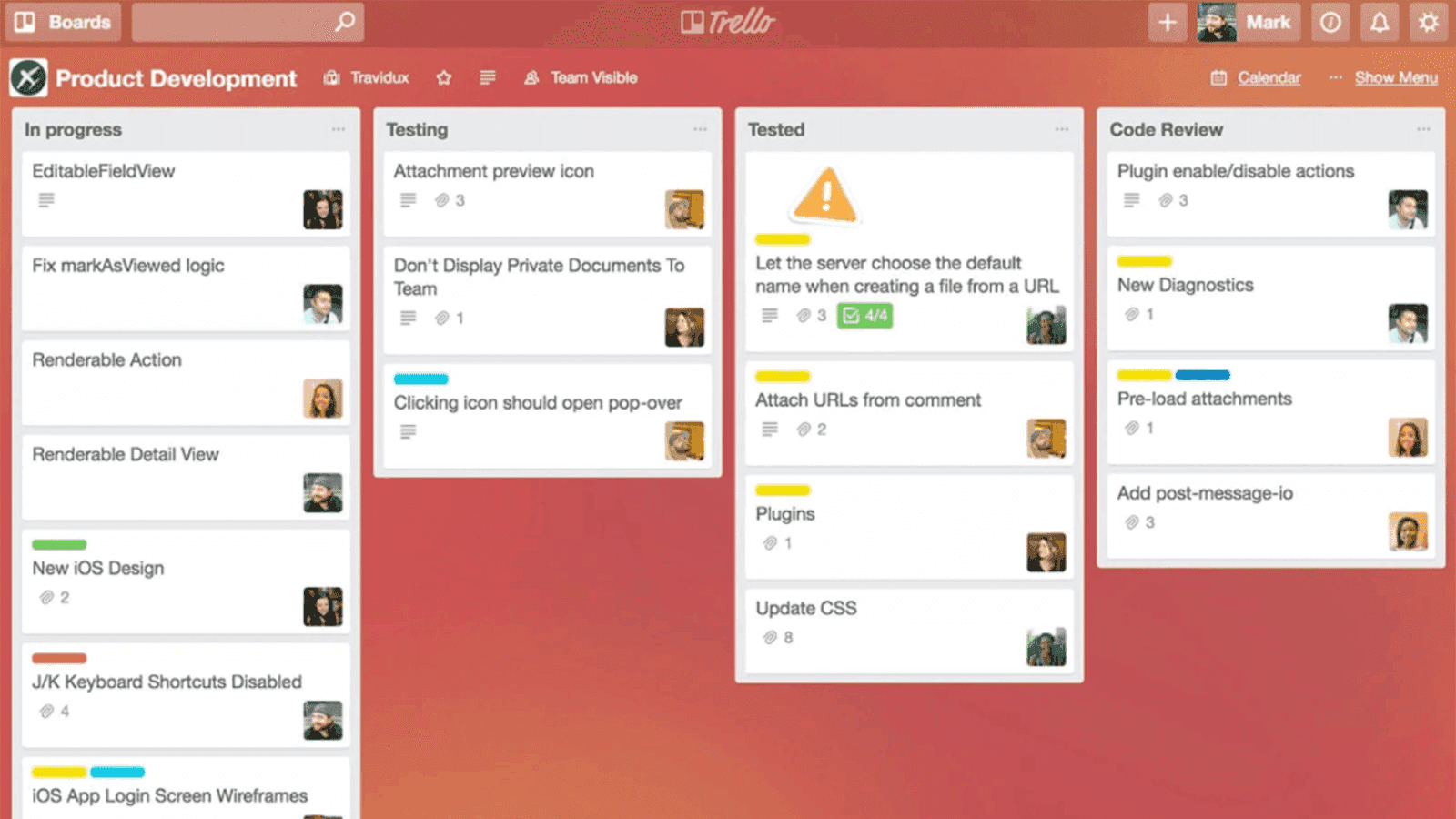 Trello project management board