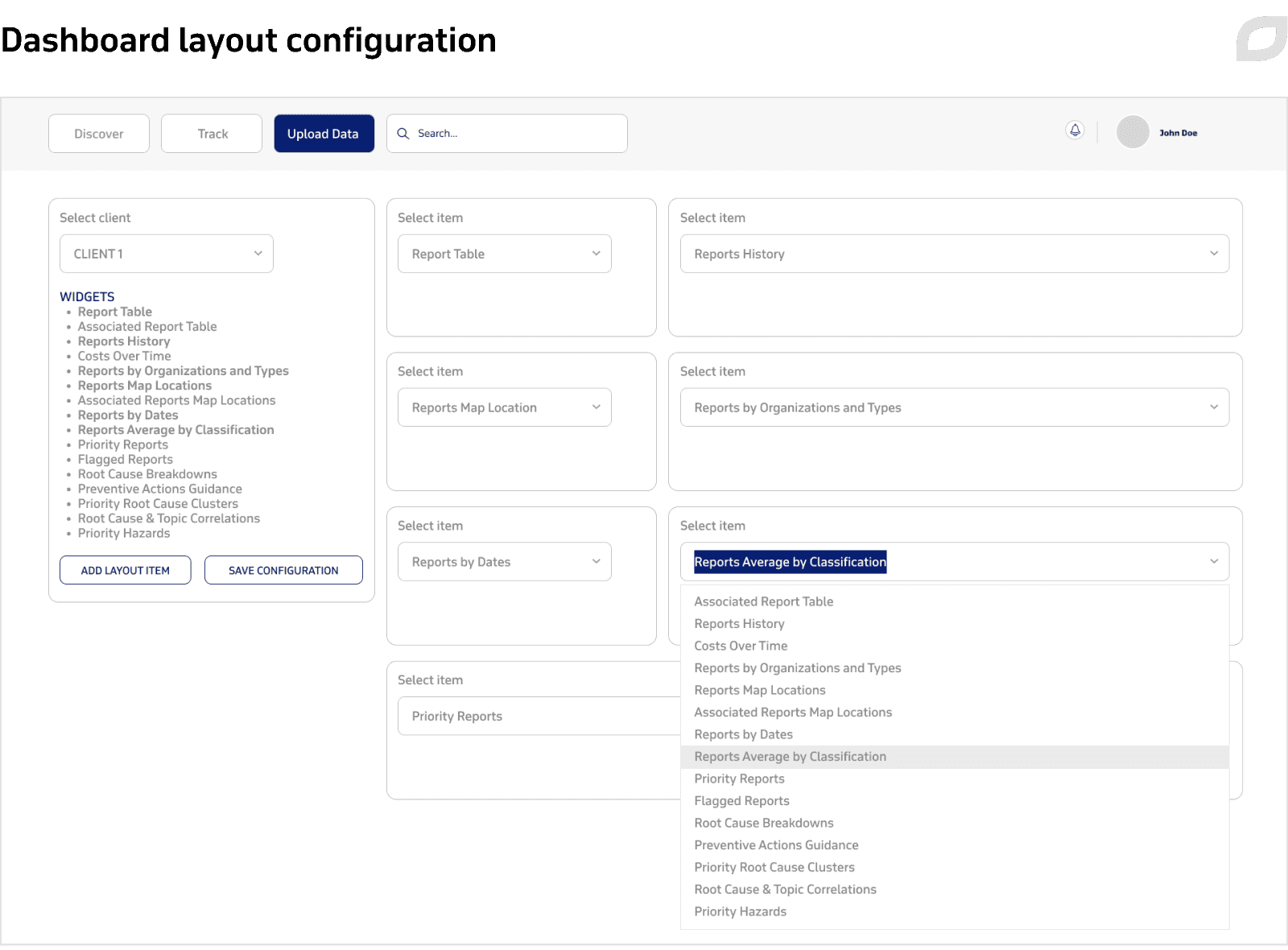 Dashboard layout configuration