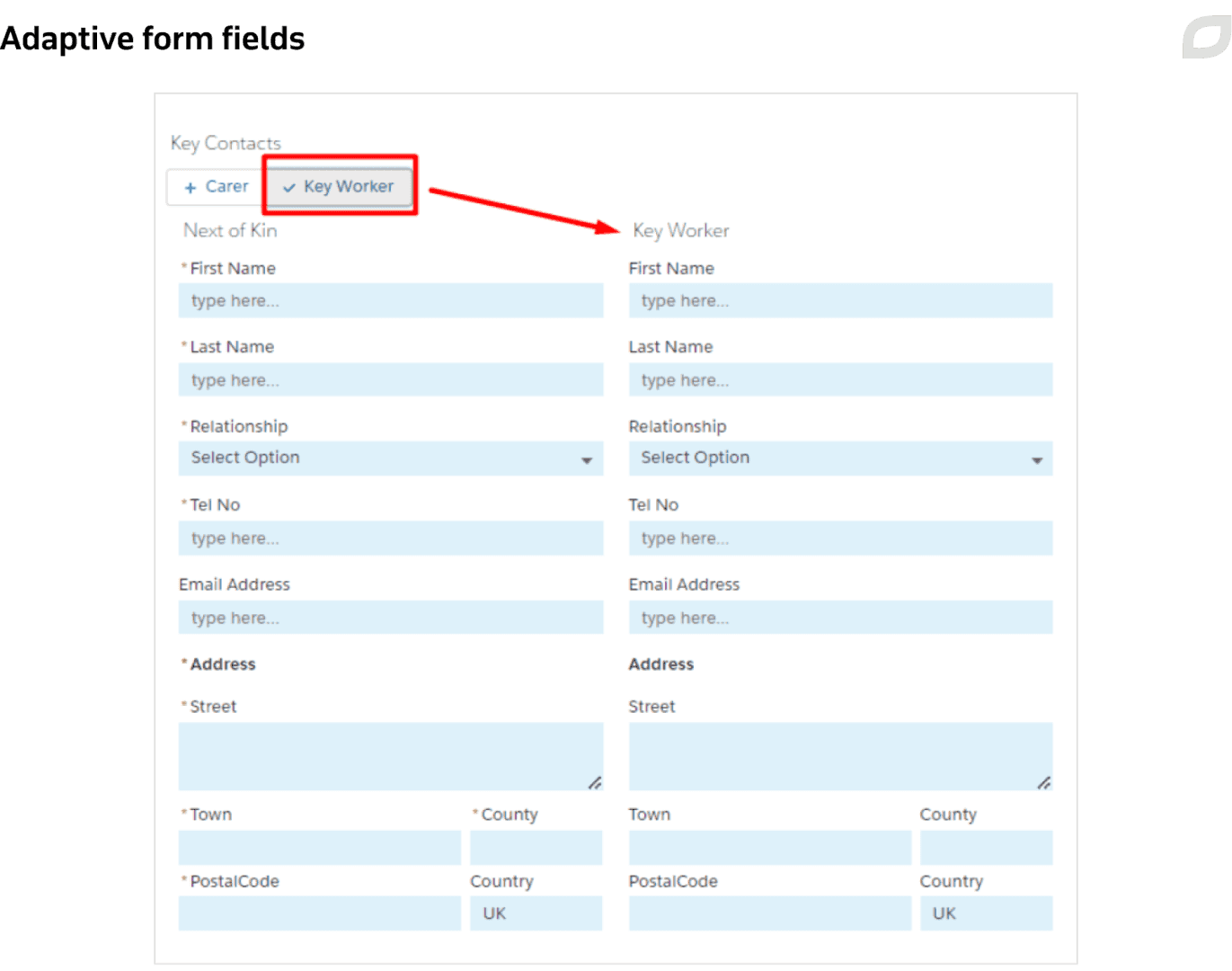 Adaptive form fields