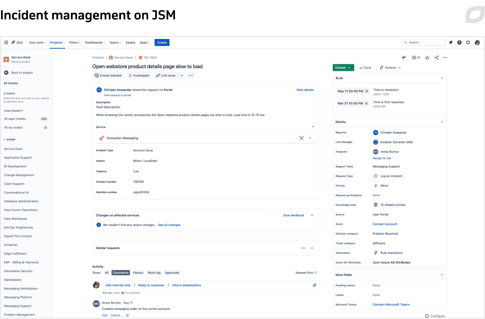 Incident management on JSM